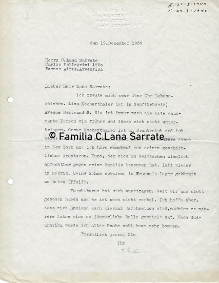 Carta de Einstein a Casimiro Lana Sarrate