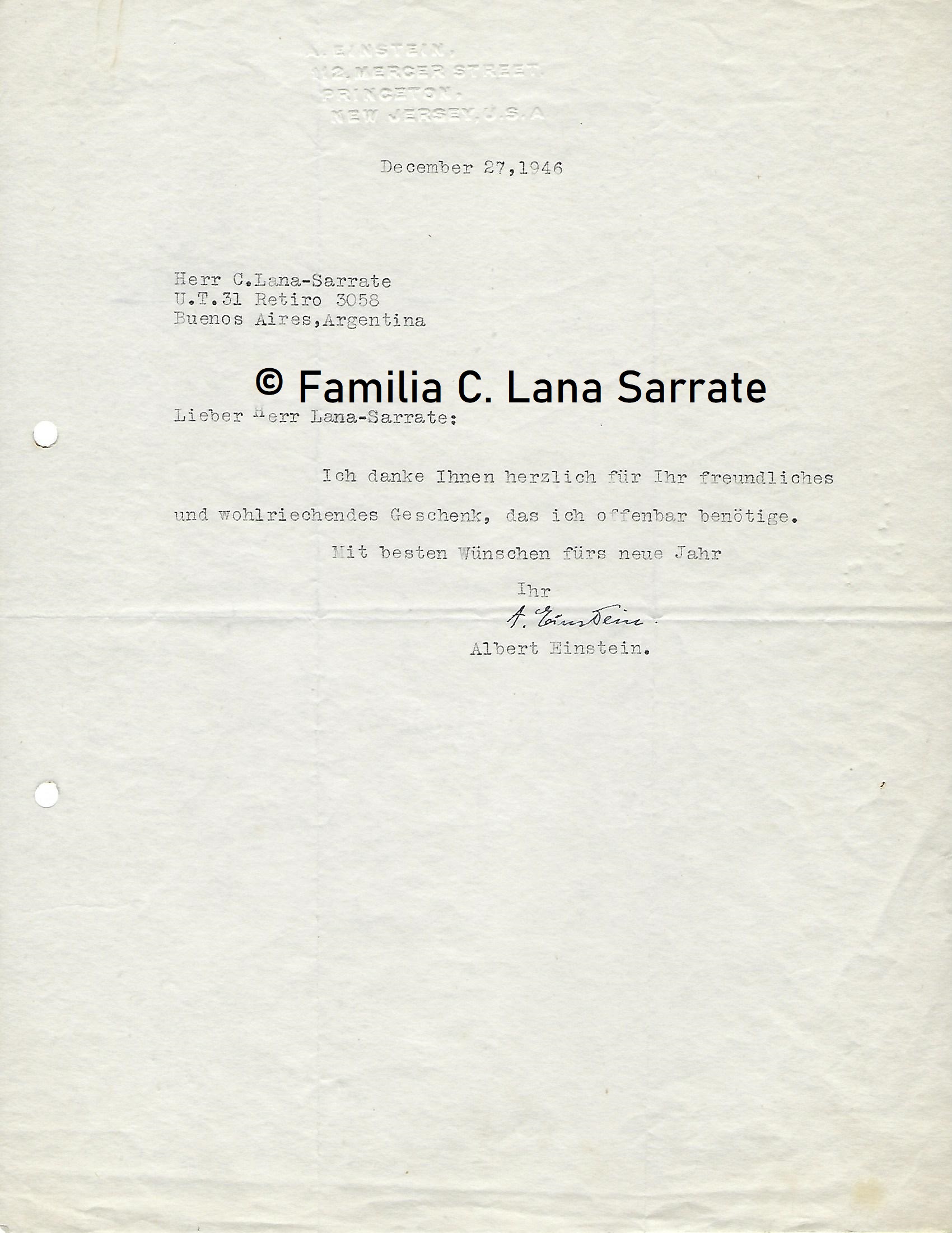 Casimiro-Einstein carta de 1946