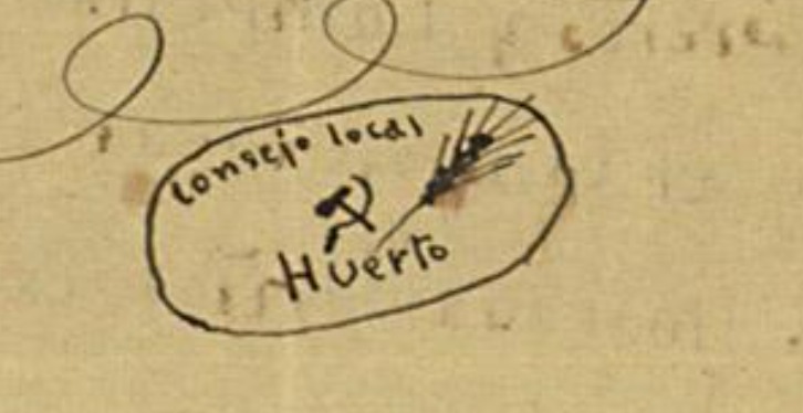 Sello a mano del Consejo local de Huerto.